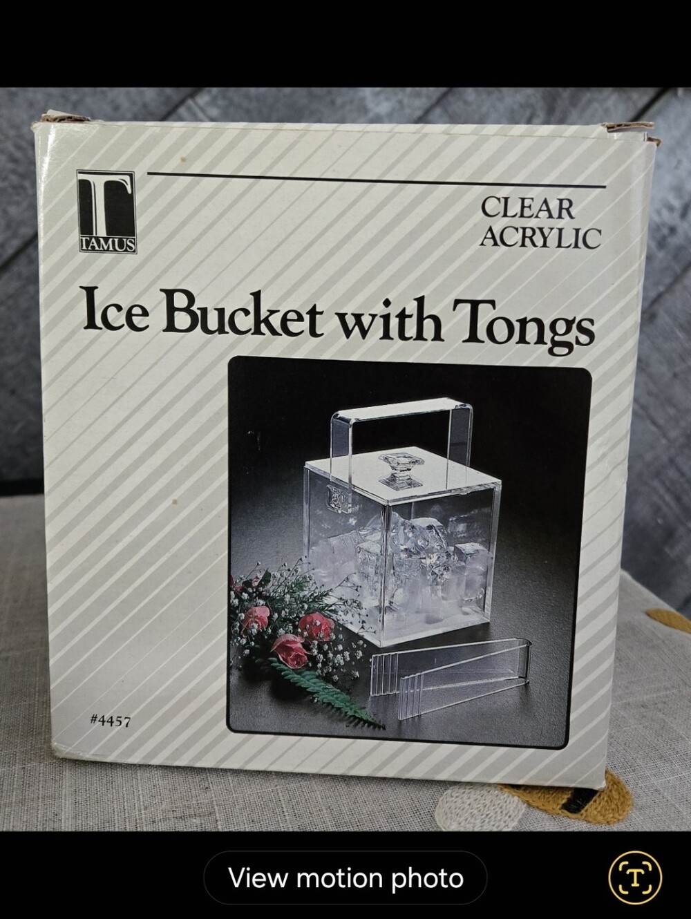 Scoresby Acrylic Ice Bucket with Tongs Vintage 1960's